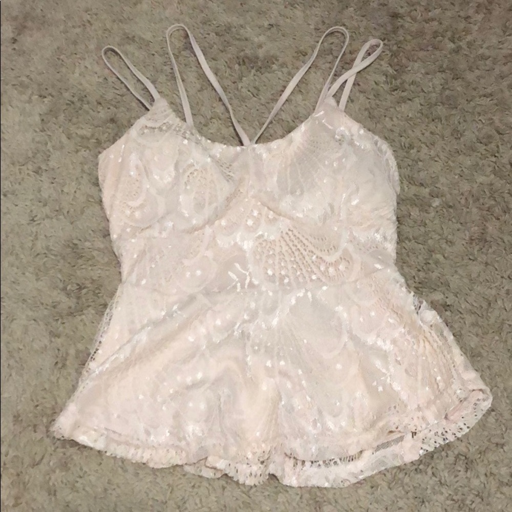 Strappy lace tank top